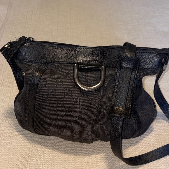 Gucci 265691 Vintage Abbey GG Shoulder Bag Black Canvas Leather Crossbody. - Picture 8 of 15